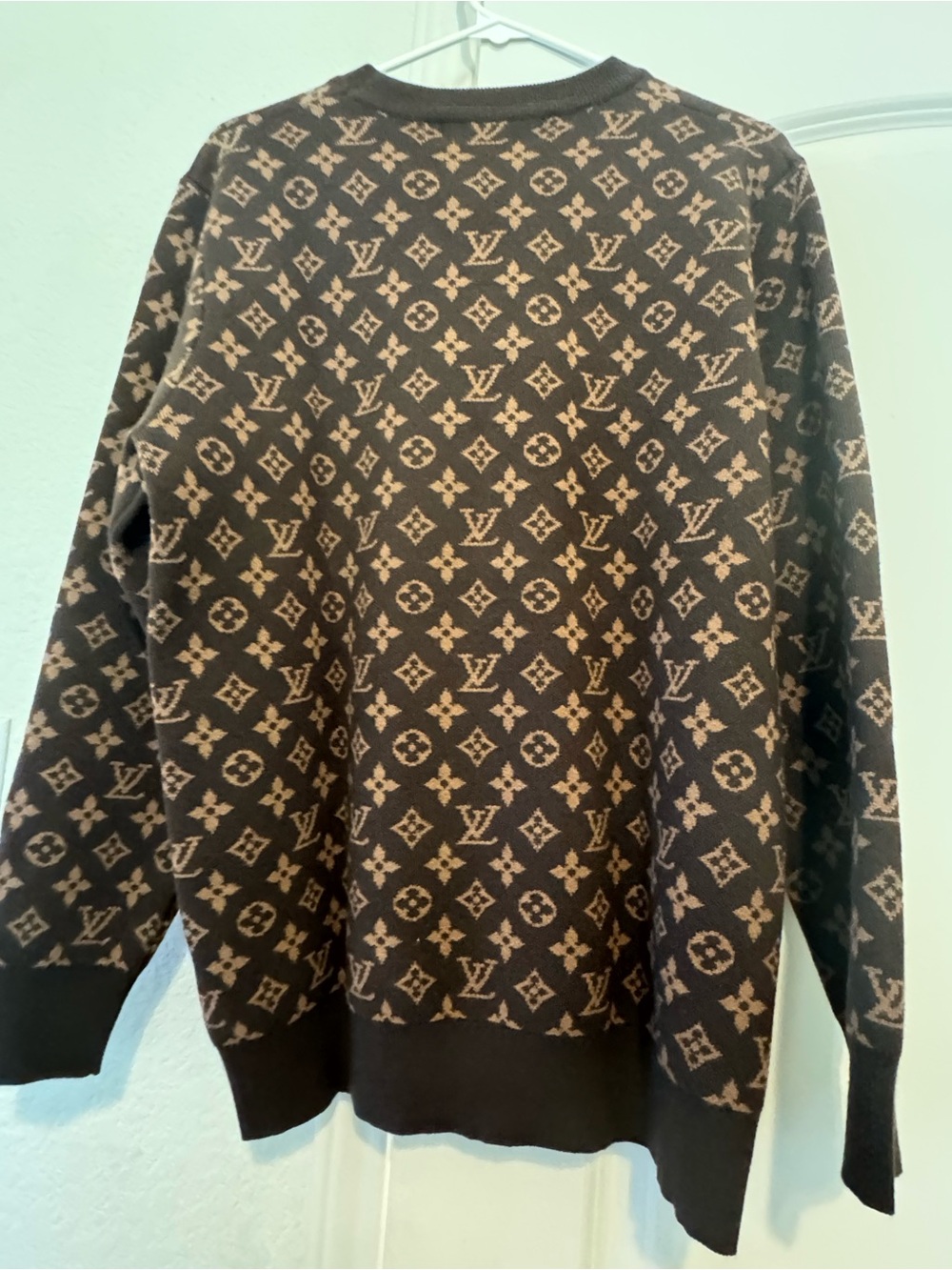 Brown and Tan Monogram Knit Crewneck